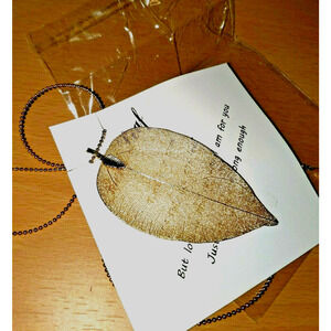 Real Leaf Necklace Nature Costume New Gold Inspirational